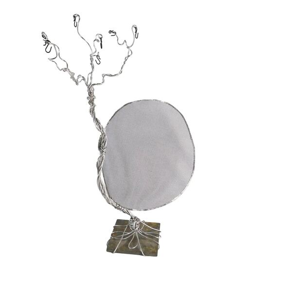 Large 24" Wire Tree & Screen Jewelry Display Holder Stone Base Retail Shop Booth - Picture 1 of 7